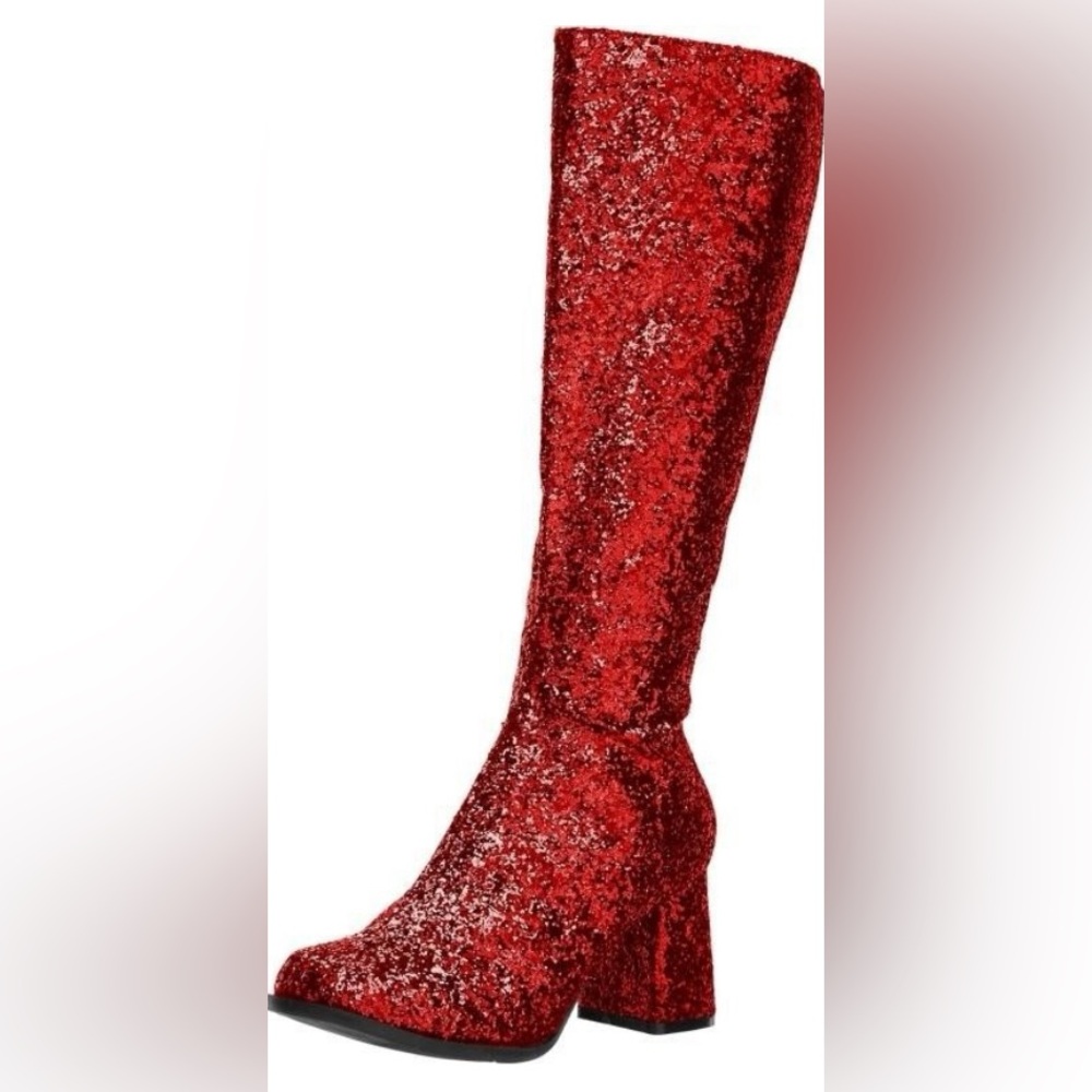 Ellie Brand Sparkly Red Go-Go Boots, size 9